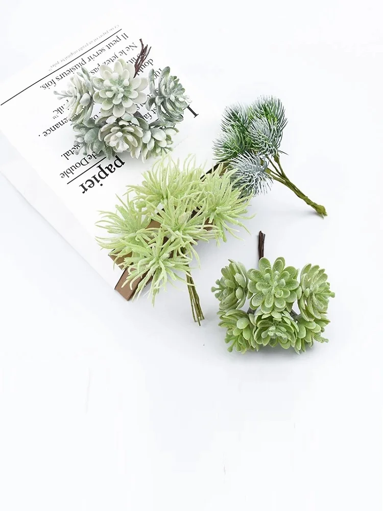 

Artificial Plants Wedding Decorative Flowers Christmas Garland DIY Scrapbooking Plastic Handmade Green Fake Plants Home Decore
