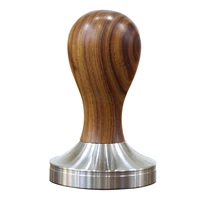 high quality coffee press tool stainless steel based solid wooden handle coffee tamper set material stainless steel wood