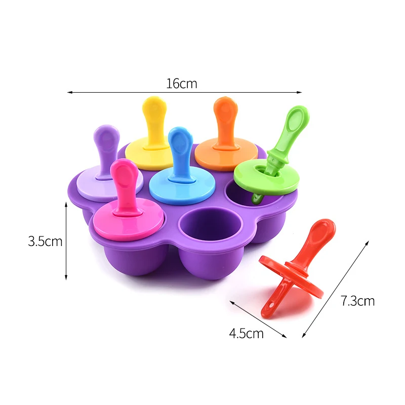 

7 Holes Silicone Mini Ice Pops Mold Ice Cream Ball Lolly Maker Popsicle Molds Baby Diy Food Fruit Shake Ice Cream Mold