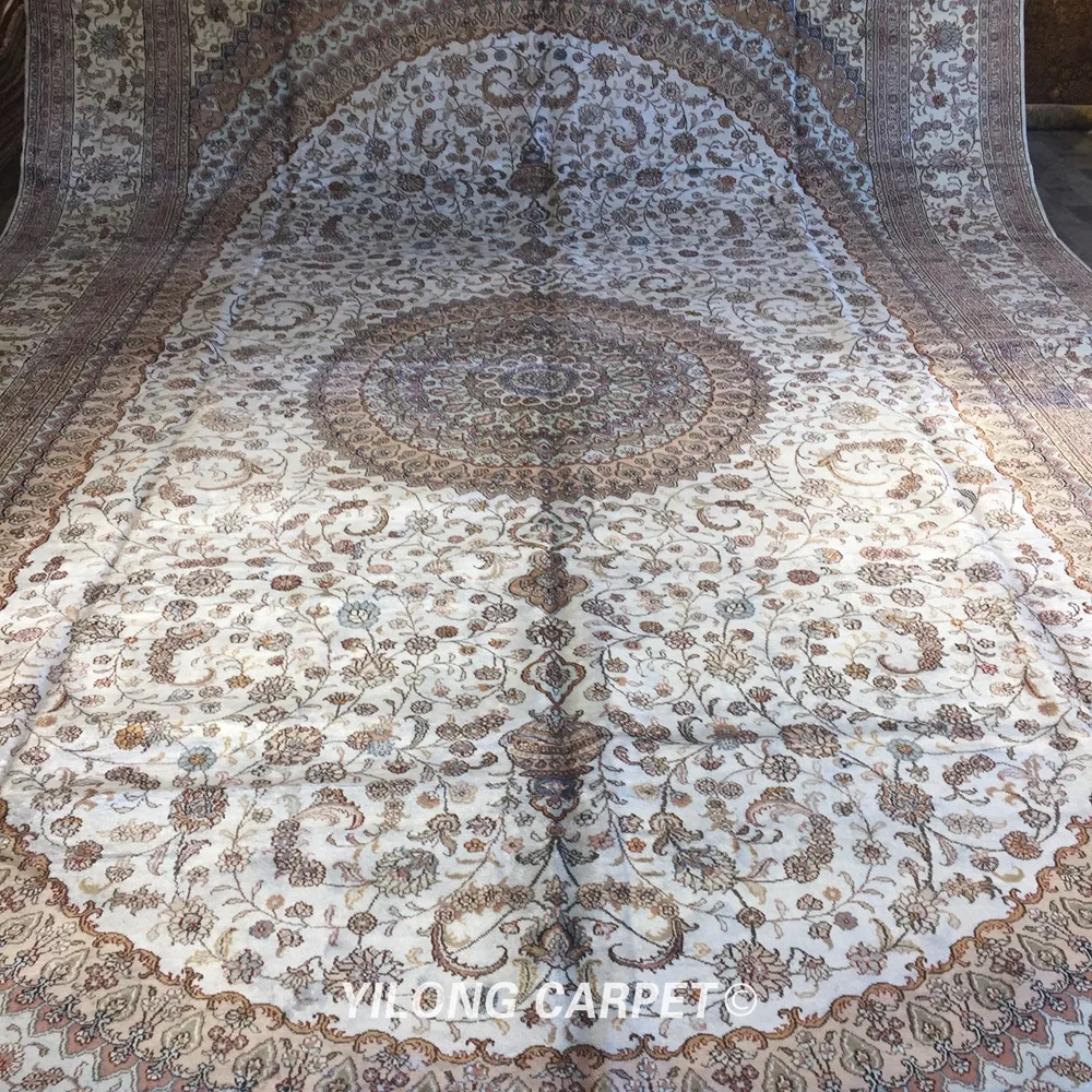 Beste Yilong 12 'X 18' Vantage Oosterse Zijden Kleed Grote Antieke Medaillon Perzische Zijden Tapijt (WY295C)