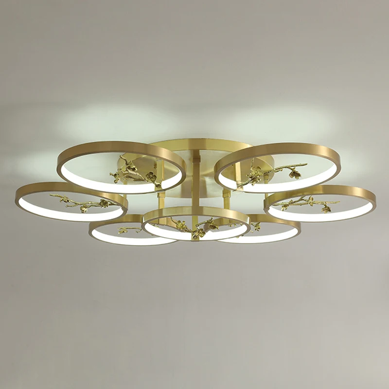 

Nordic all copper living room atmosphere ceiling lamp bedroom Chinese style light luxury modern simple lamps