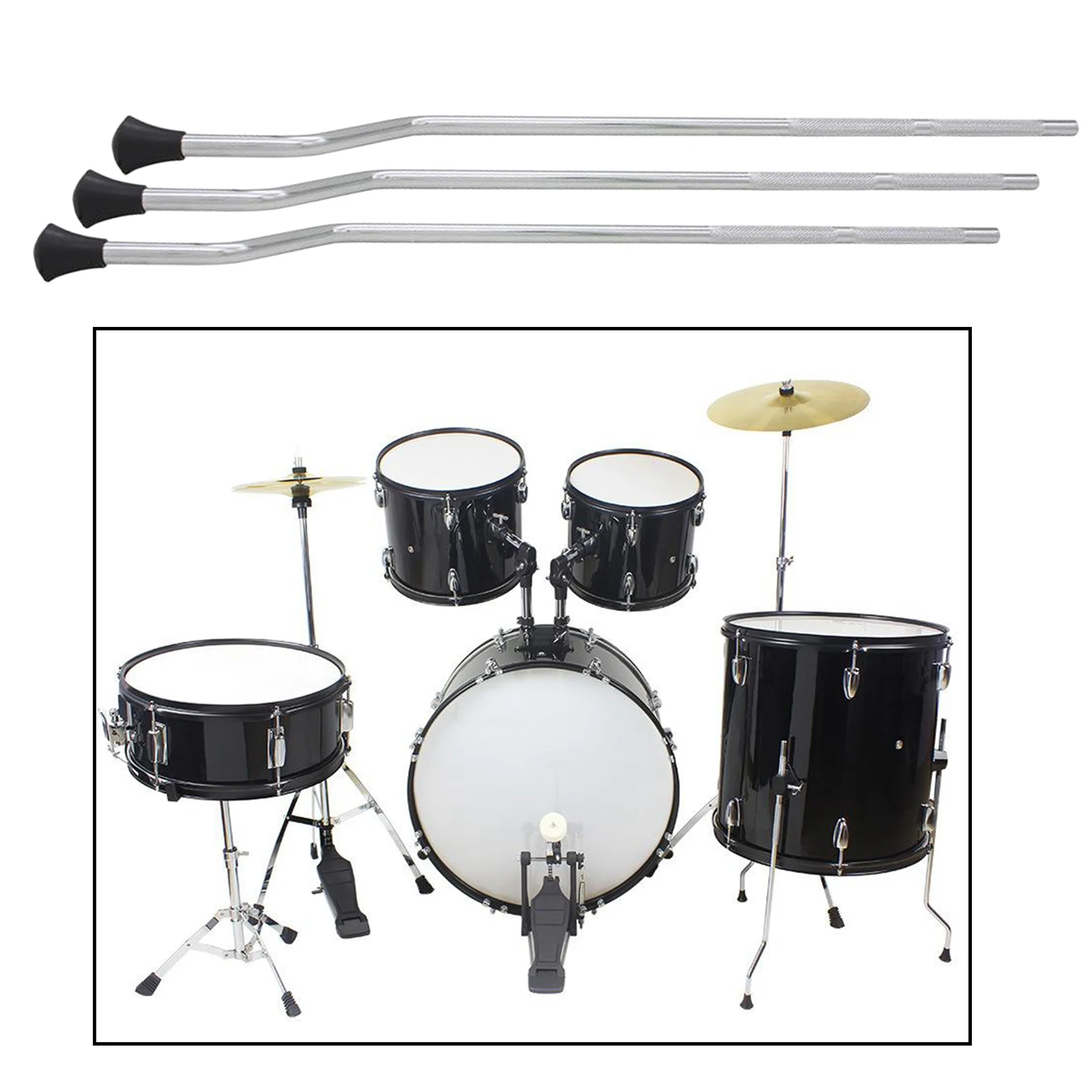

3pcs Tom Drum Legs Holder Anti-Skid Replacement Parts Accessories Silver