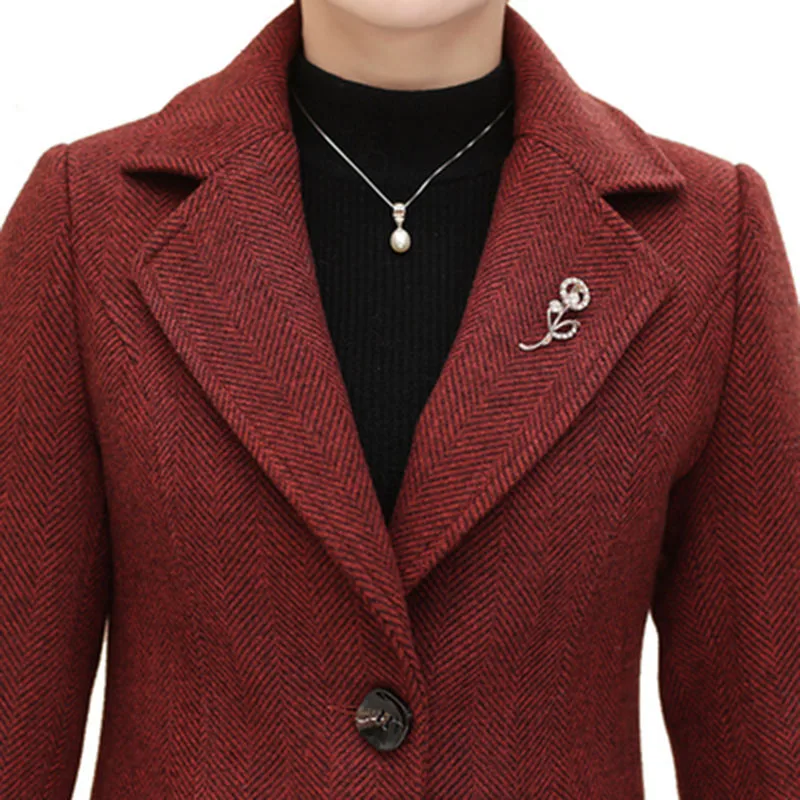 Женское шерстяное пальто осенне зимнее толстое средней длины свободного покроя