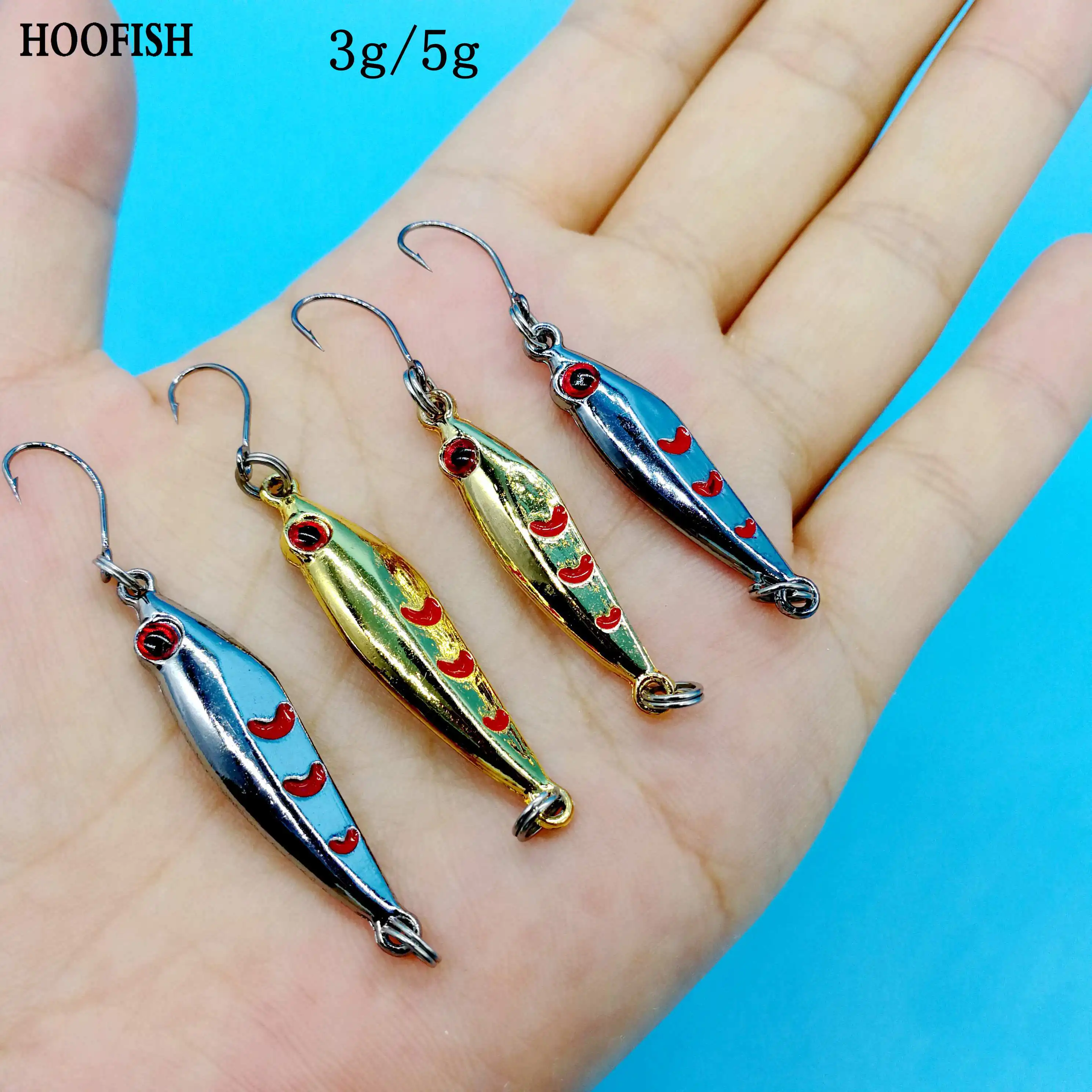 HOOFISH 5 шт./лот микро Металическая дергающаяся Рыбная приманка 3g/5g мини креветки