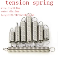 5pcslot 0 8 x 6 x l 0 8mm stainless steel tension spring with a hook extension spring length 20mm to 60mm