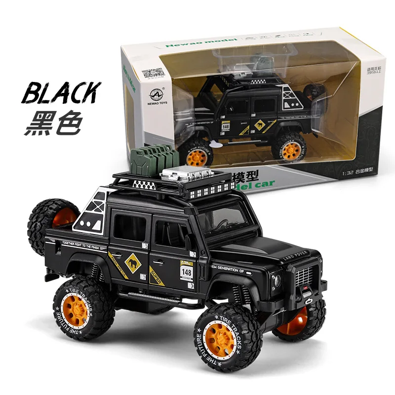 1:32 Игрушечная модель автомобиля литая под давлением сплав моделирование Land Rovers внедорожный пикап металлический звуковой светильник игрушка для детей подарок - Цвет: Black Toy Car