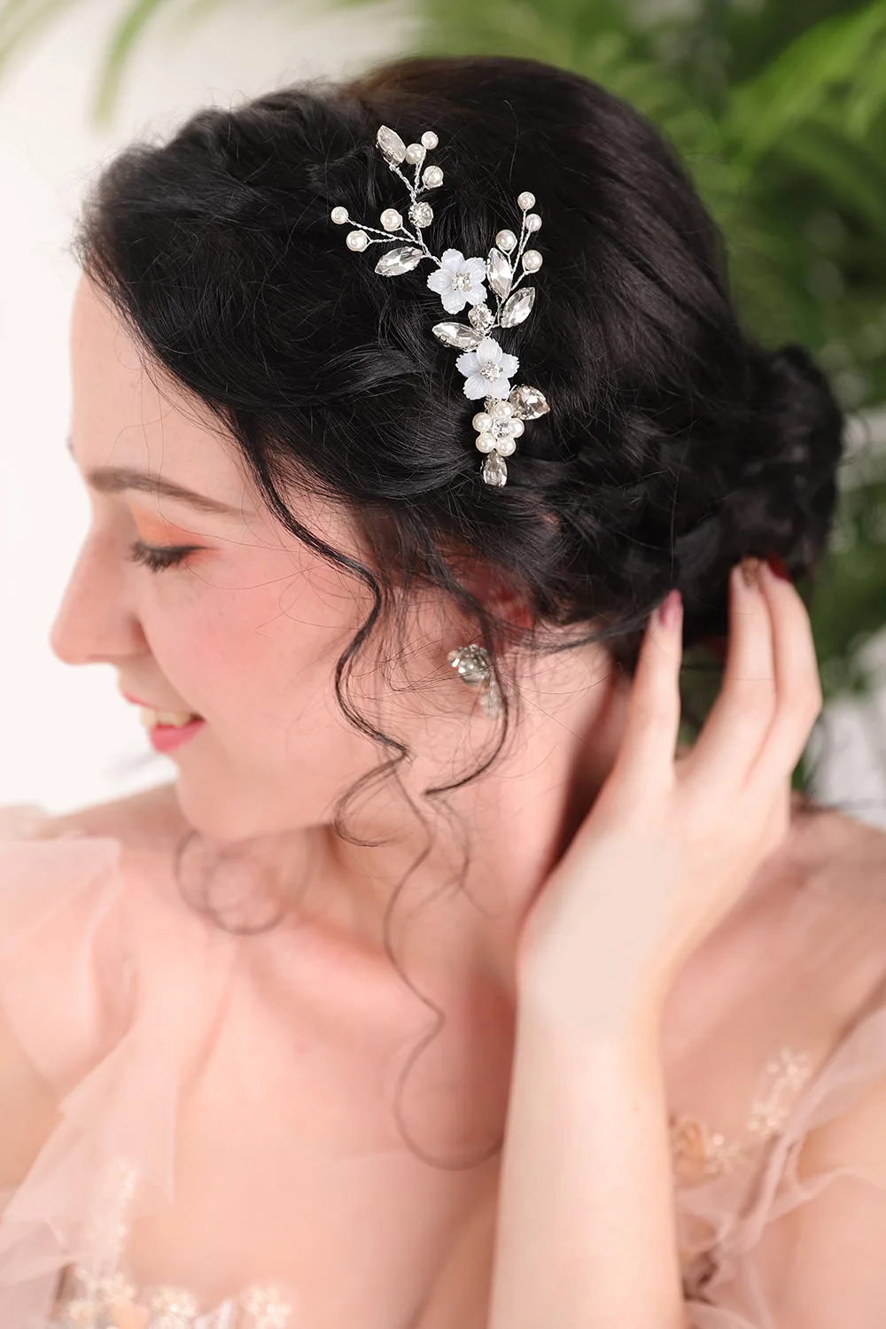 Новое поступление 2020 серебряные блестящие стразы подружки невесты с цветком и