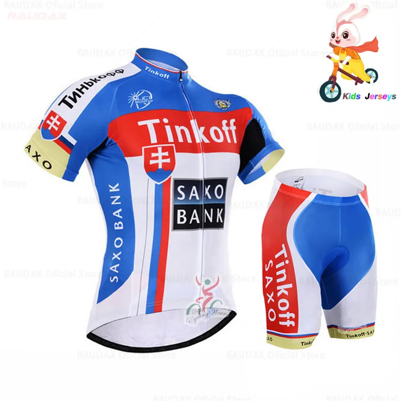 

2020 Tinkoff Kid's Cycling Jersey Set Breathable Shorts Fluorescent Green Children Bike Clothing Boys Girls Summer Bicycle Wear
