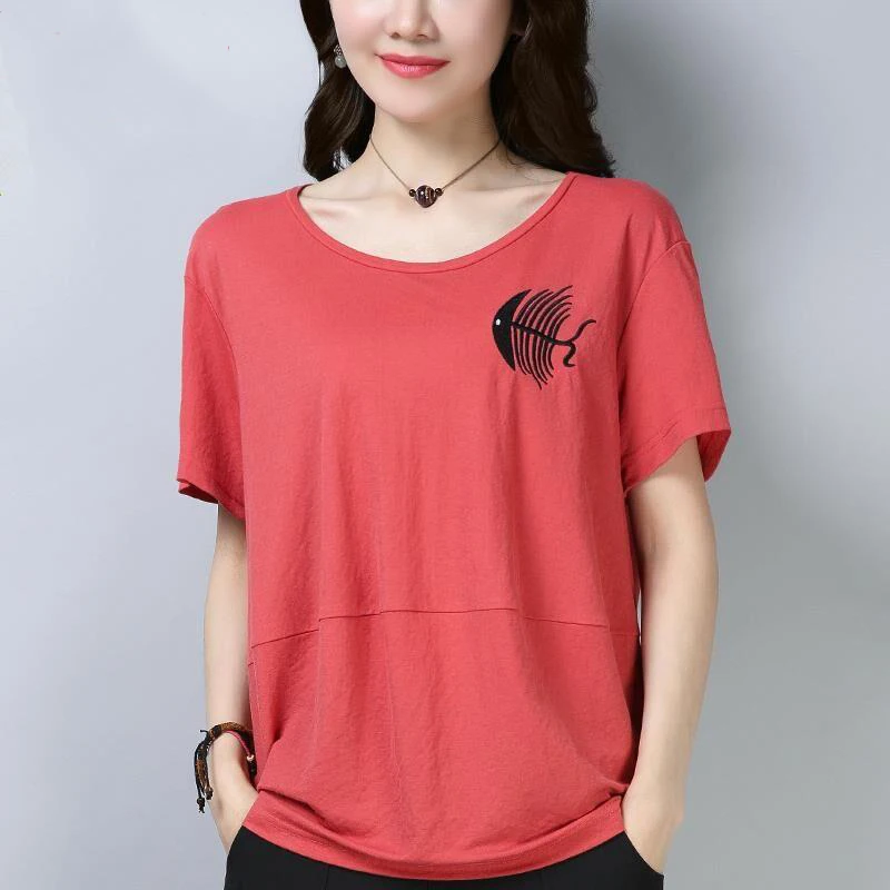 Женская хлопковая блузка размера плюс рубашка с коротким рукавом коллекция 2020