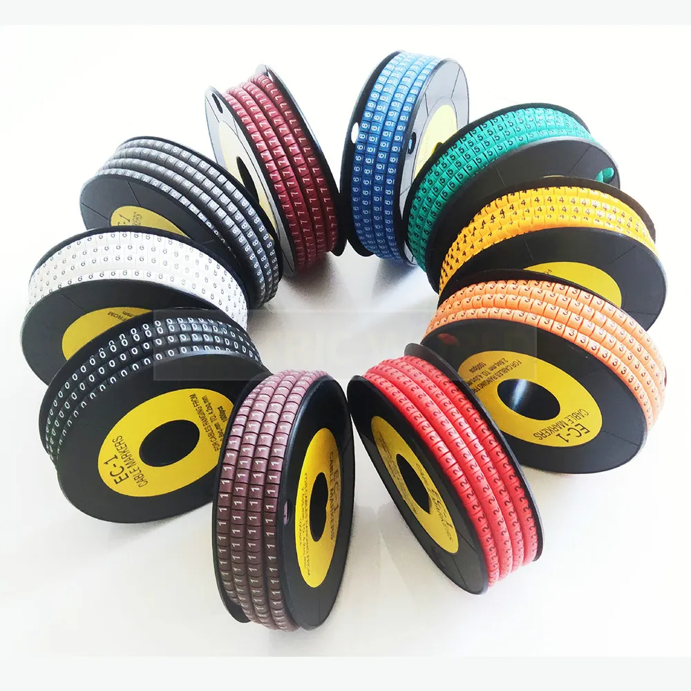 ПВХ Кабель маркер EC-0 EC-1 Маркер кабельной проводки номер 0 до 9 оптического кабеля