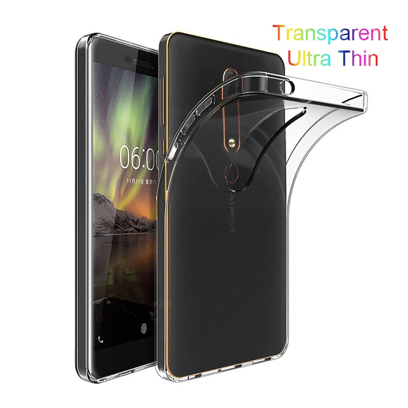 Прозрачный ТПУ чехол для Nokia 6 2018 1 Мягкая тонкая задняя крышка Nokia6 TA 1016 1043 1045 1050 1054