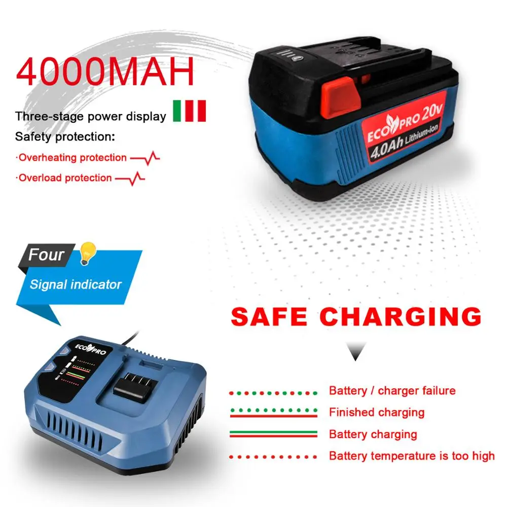 Ecopro 20V бесщеточный перфоратор дрель Сделано в Тайване для тяжелых условий работы|