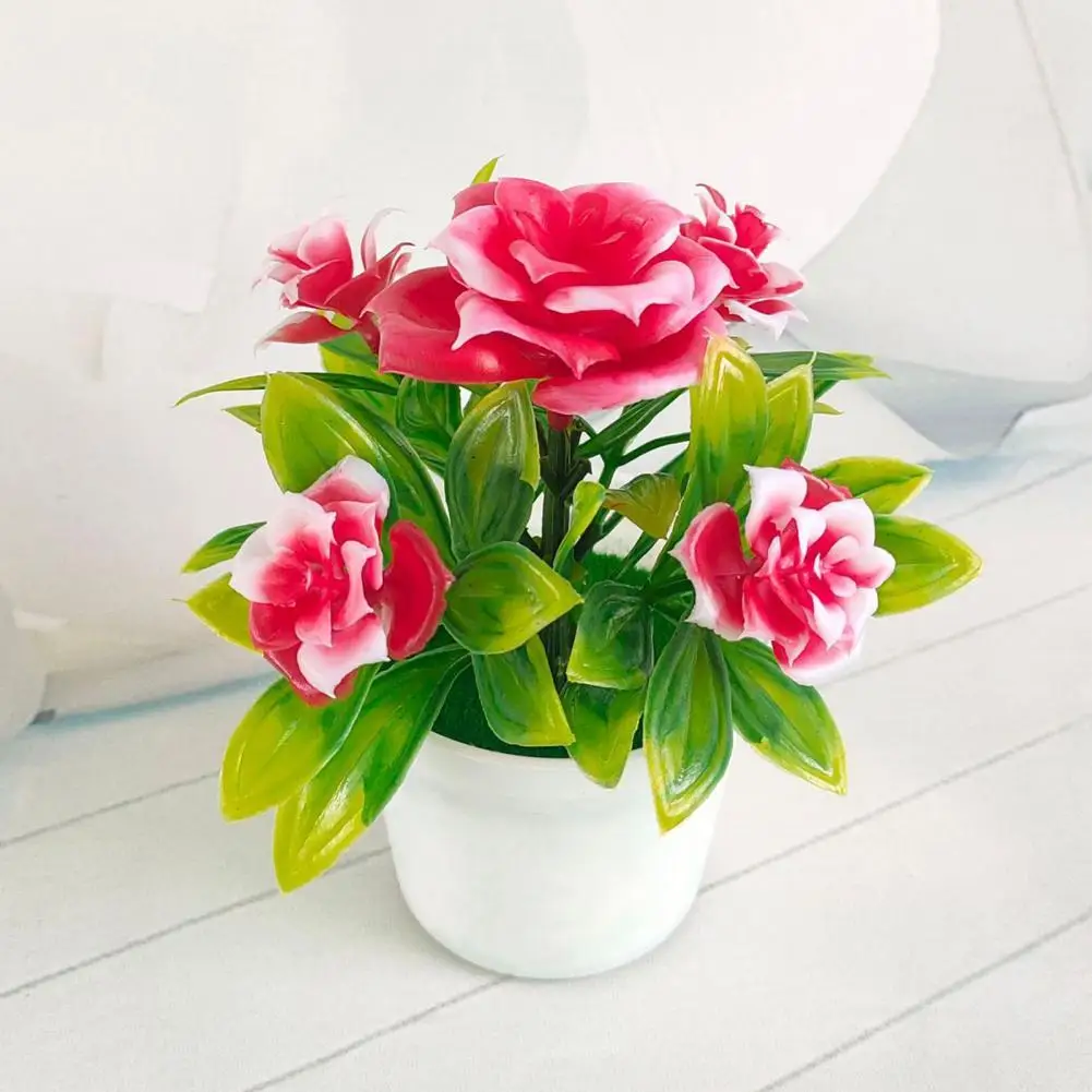 Искусственный цветок Роза в горшке бонсай для офиса сада настольное украшение