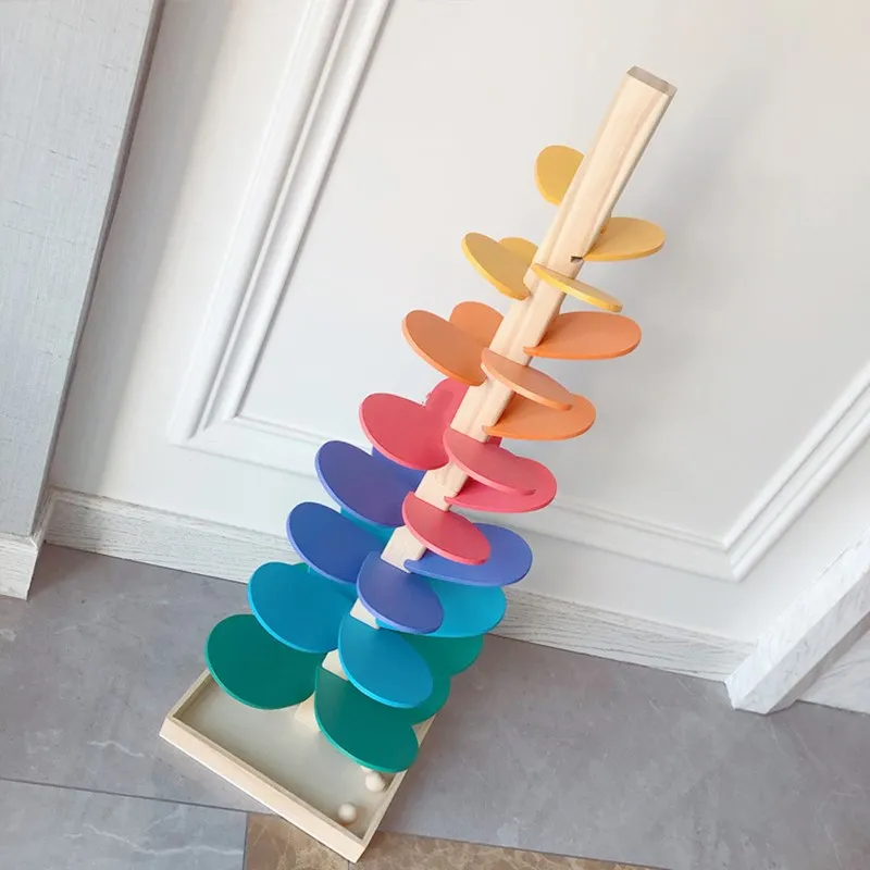 

Montessori Wooden Spelling Building Blocks Petal Tree Toy Rainbow Ball Children's Small Track Educational Toy for Kids Gifts