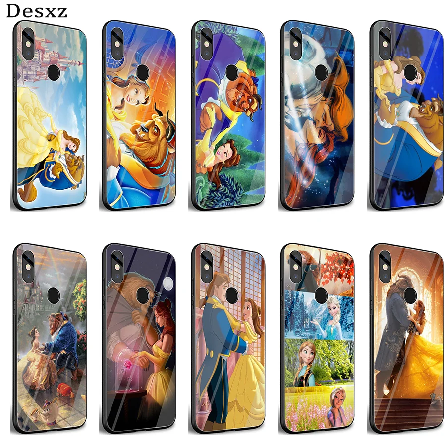 Чехол Desxz beauty Beast Rose Princess с художественным стеклом для Xiaomi mi 8 Lite 9 A1 A2 Red Note 5 6 7 Pro 6A 4X