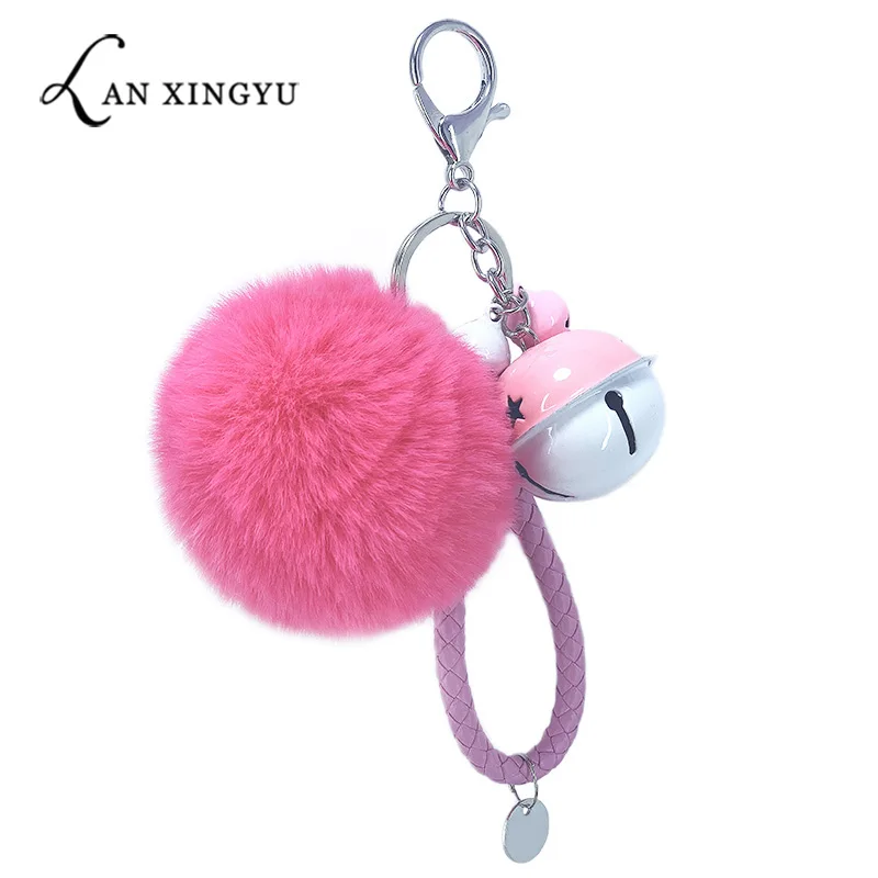 OL стиль пушистый помпон мяч брелок веревка из полиуретана колокольчики брелки