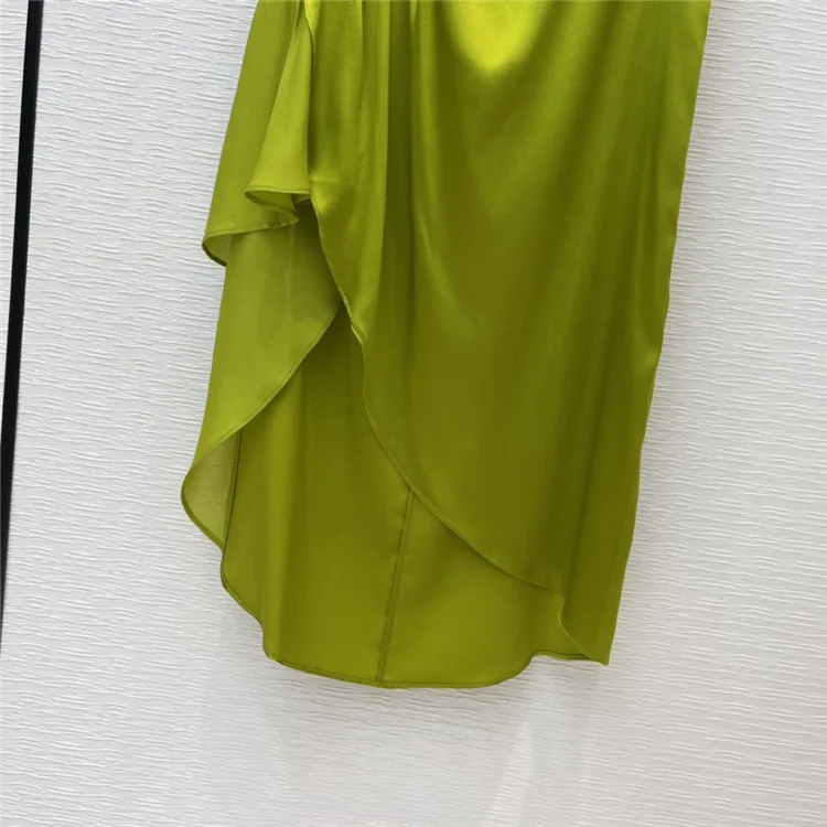 

Luxury Brand 100% Silk Long Skirt for Women 2021 Spring Summer Elegant Luxury Brand Fashion Green High Waisted Slim Chic Skirts
