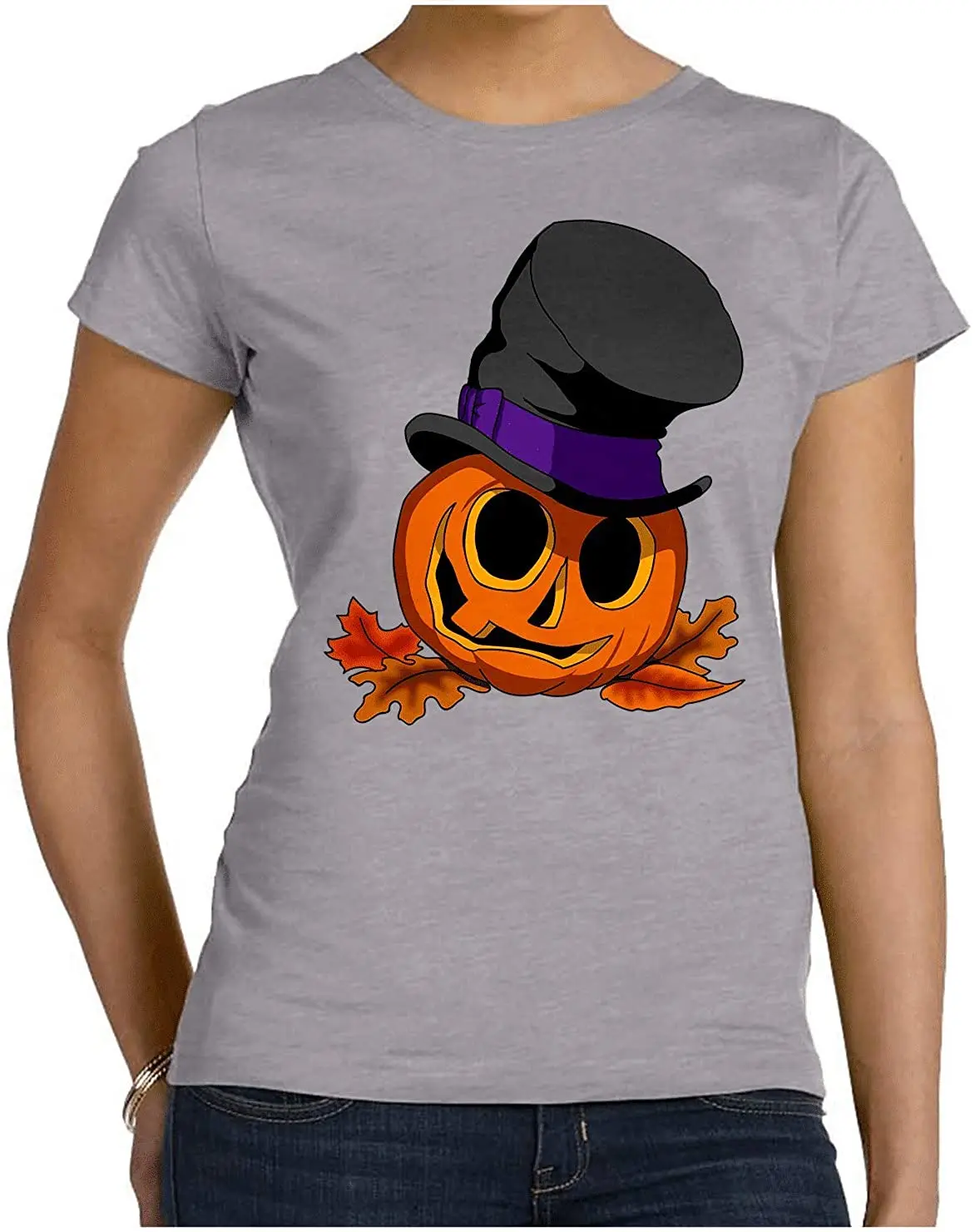 

Женская футболка с вырезом лодочкой и тыквой на Хэллоуин, лидер продаж, летняя женская крутая дышащая футболка из чистого хлопка с коротким ...