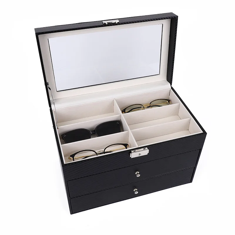 Large Capacity Sunglasses Storage Box Three-layer 18 Digit Glasses Eyeglass Watch Display Box Case Organizer Wholesale