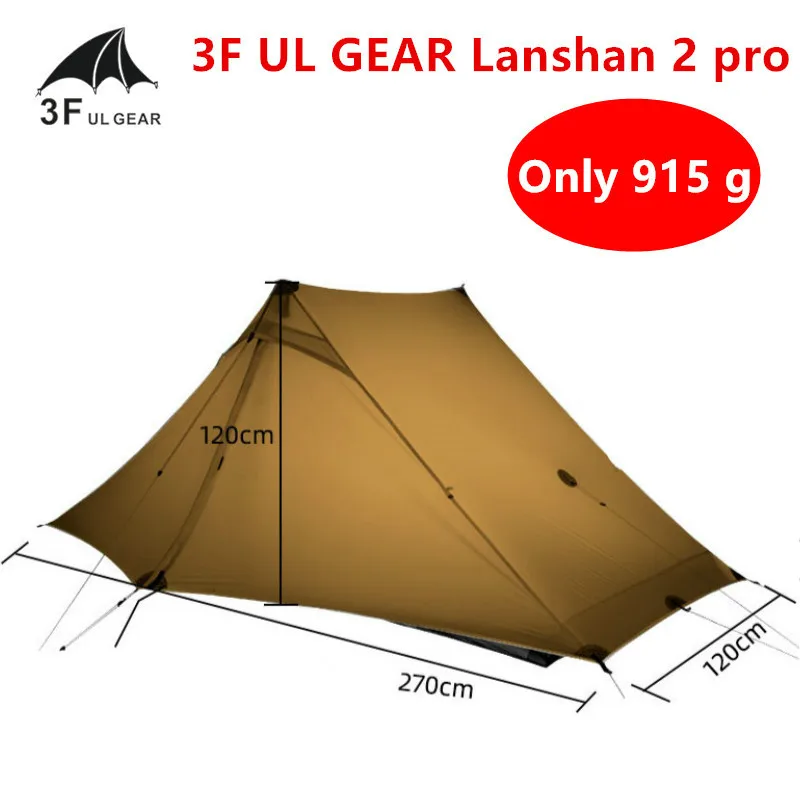 

3F UL GEAR LanShan 2 Pro Tent 2 Person Outdoor Ultralight Camping Tent 3/4 Season Professional 20D Nylon Both Sides Silicon Tent