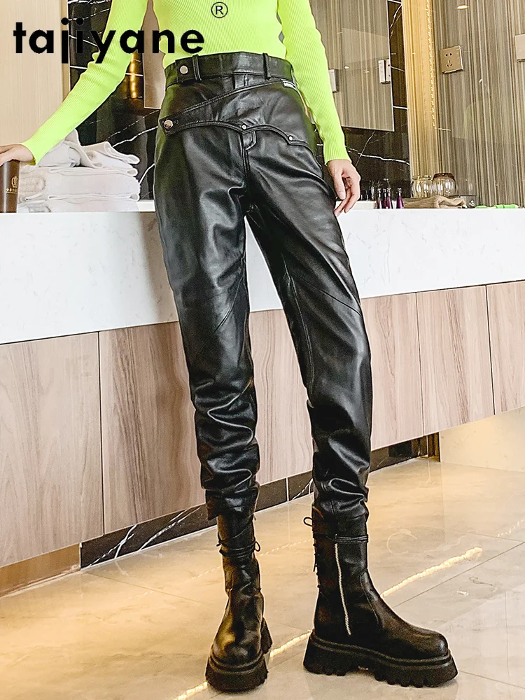 Брюки карго женские из натуральной кожи уличная одежда брюки карандаш в стиле