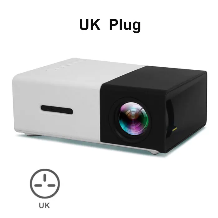 Salange YG300 Мини проектор светодиодный проектор 500LM Аудио HDMI USB мини YG-300 Proyector домашний кинотеатр медиаплеер - Цвет: Black UK Plug