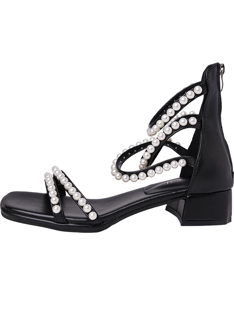 

Shoes 2021 Summer Women's Square Heel Shoes For Ladies New Elegant Open-Toe Sandals Rome Strap Sandalias Dropship