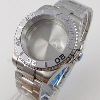 40mm stainless steel 10atm waterproof 120 clicks automatic watch case middle polished bracelet grey insert