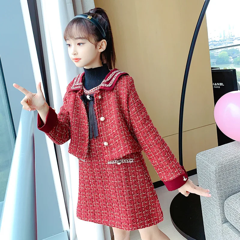 Комплект одежды для маленьких девочек весеннее клетчатое пальто принцессы