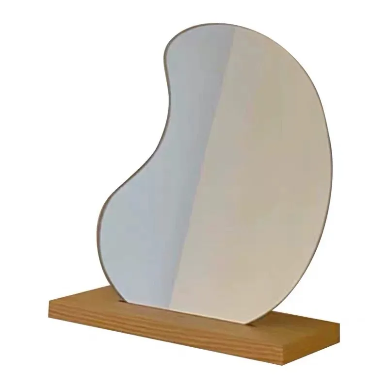 

Makeup Mirror Standing Irregular Simplicity Decorative Mirror Wooden Base Desktop Makeup Mirror Makeup Tools Vanity Mirror
