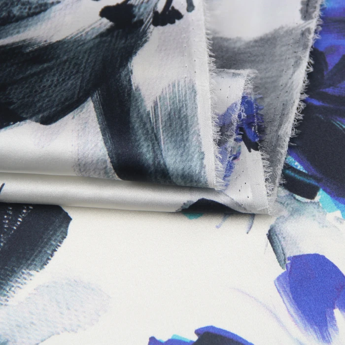 

PRINTED SILK STRETCH SATIN 118cm width 19momme Pure Silk Fabric For Party Dress Women Summer Dresses
