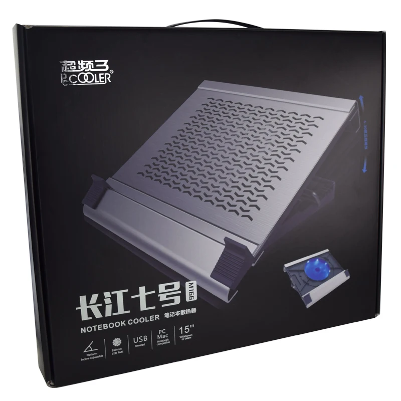 

Pccooler Changjiang No. 7 aluminum panel 15-inch notebook cooler, brushed aluminum panel, dual USB ports, blue light fan