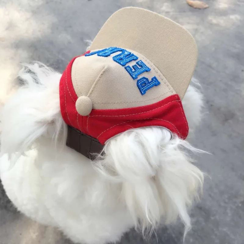 

Dog Baseball Caps Pet Visor Caps Dog Sports Hats with Ear Holes Sun Protection Pet Hats with Adjustable Chin Strap for Small Dog