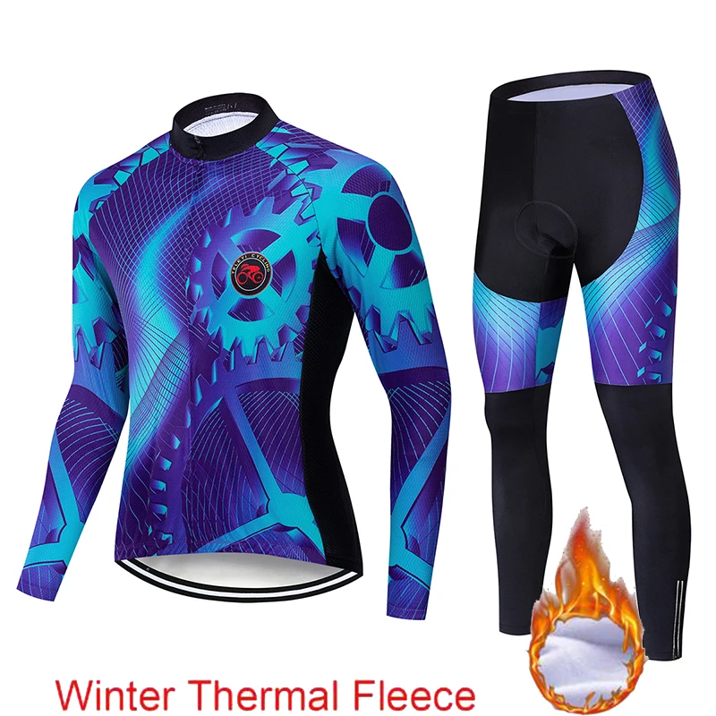Ropa ciclismo теплая Зимняя Теплая Флисовая велосипедная одежда, мужская Трикотажная одежда, костюм для езды на велосипеде, MTB Одежда, комбинезон, комплект - Цвет: cycling set 4
