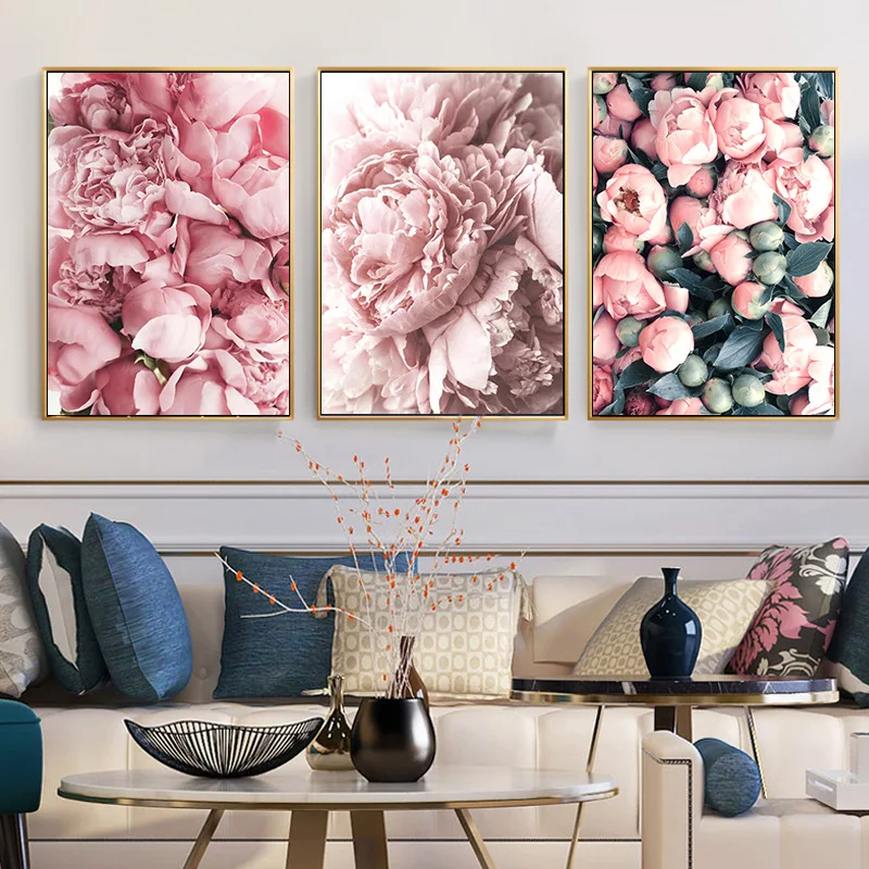 

Nordic Plants Decorative Painting Modern Pink Flowers Canvas Art Painting Living Room Bedroom Home Decor Hanging Paint Pictures