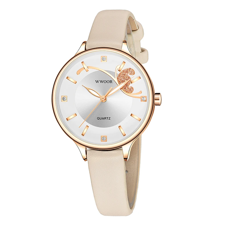 

WWOOR Luxury Women Bracelet Watches High Quality Belt Leather Casual Dress Watch Quartz Wristwatch Ladies Clock Relogio Feminino