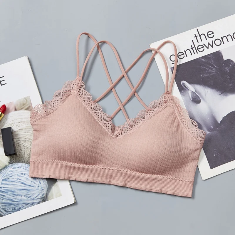 

Seamless Lace Push Up Bras For Women Girl Wireless Bra Bralette Cross Beauty Back Underwear Soft Solid Color Sexy Lingerie Y3