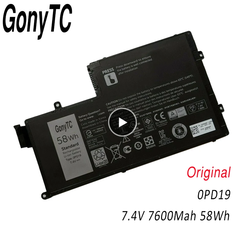 Оригинальный аккумулятор GONYTC 0PD19 58 Втч для ноутбука Dell TRHFF 15 5547 01V2F6 Latitude 3550 0DFVYN