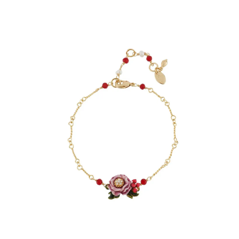 B04-014 Christmas Bunny Bracelet Enamel Glazed Pink Flower Rose Pendant Les Nereides* Bracelets &amp bangles | Украшения и