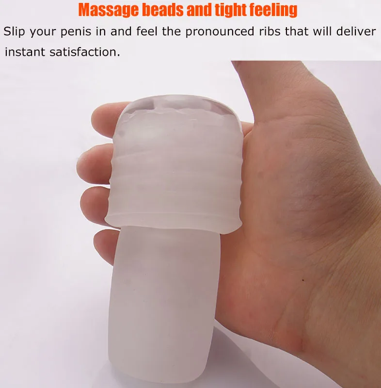 Силиконовый массажер для пениса презервативы Мужской мастурбатор ребристый
