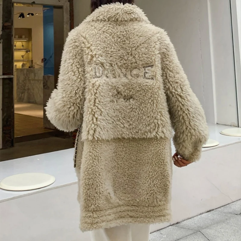 Ptslan 2020 женское Новое модное пальто из натуральной шерсти с натуральным овечьим