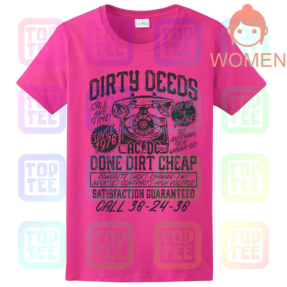 AC/DC Dirty deades Dirt дешево взрослая футболка тяжелый металл музыка - Цвет: WOMEN-ROSE
