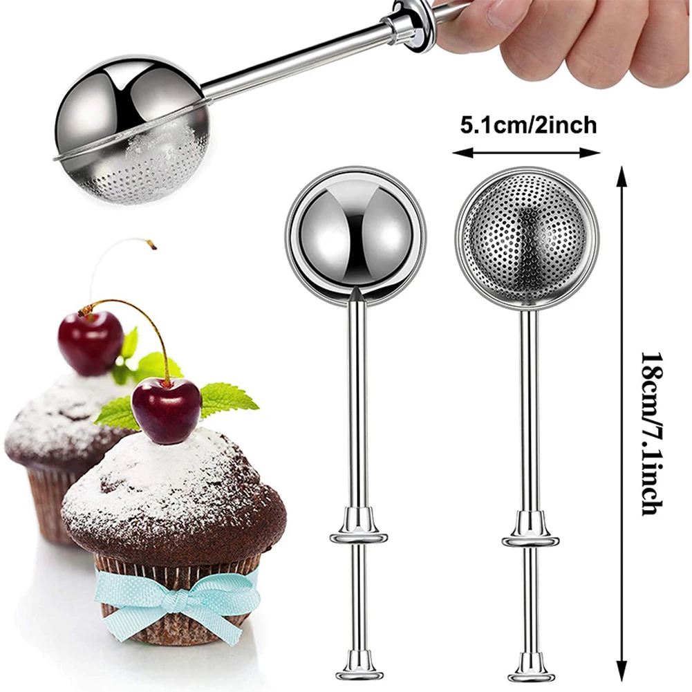 

2PC Powdered Sugar Shaker Duster Flour Dispenser Shaker with Spring-operated Handle Stainless Steel One-handed Operation