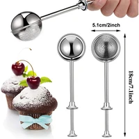 2pc powdered sugar shaker duster flour dispenser shaker with spring operated handle stainless steel one handed operation