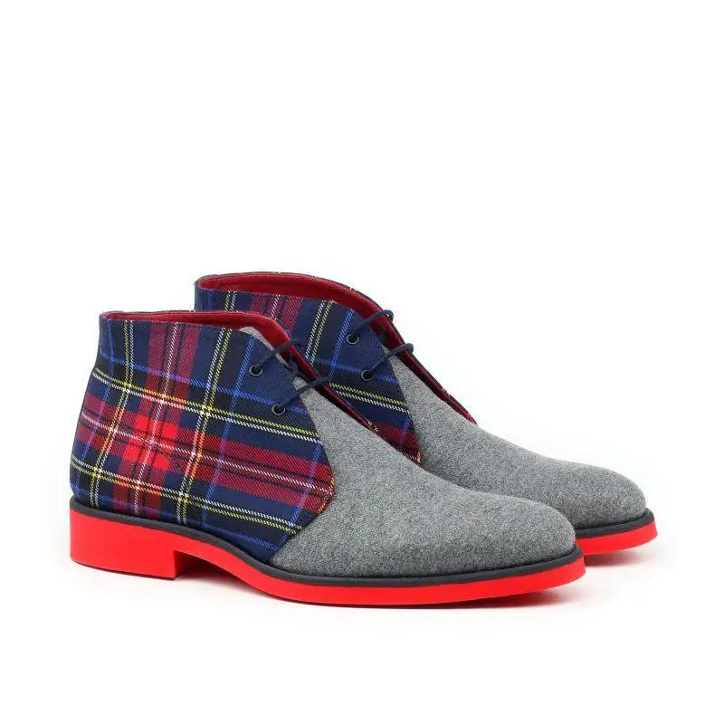 

Men New Handmade Gingham Lace Up Shoes Classic Ankle Men Casual Fashion Autumn Combat Designer Shoes Men KR303