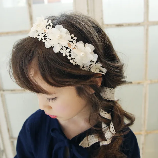 Korea Lace Flower Crown Head Band Hair Accessories lovely embroidery Headband for Grils Bow Princess | Детская одежда и обувь