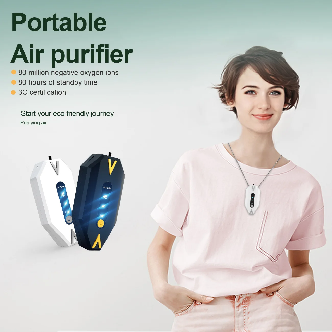 

UOSU Hot new Hanging Neck Air Purifier Personal Wearable Mini Portable Car Oxygen Bar Negative Ion Generator Air Purifier Type-c