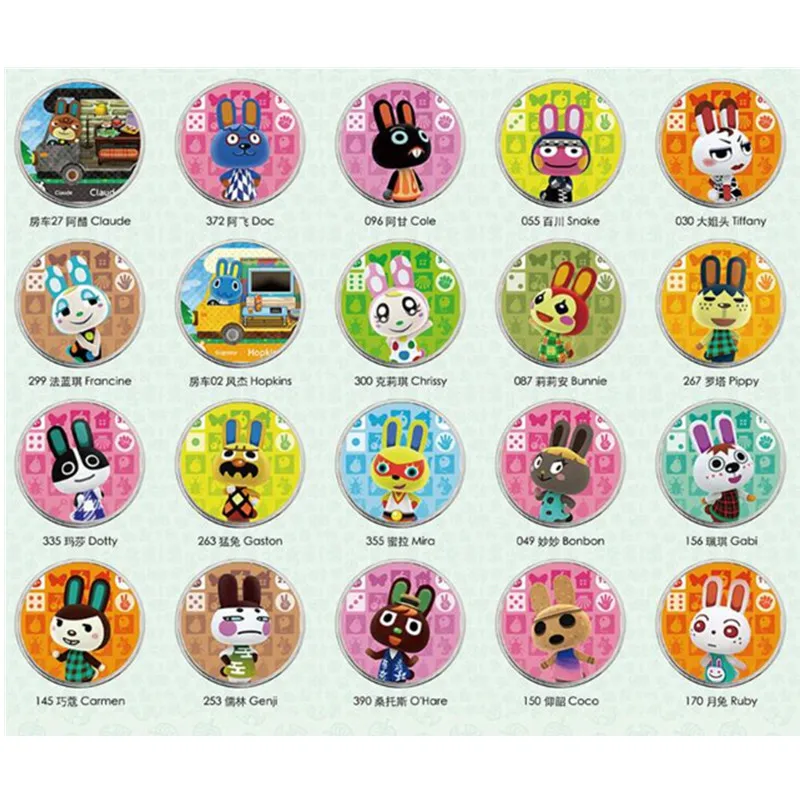 

HOT Sale 20pcs Rabbit Exquisite Animal Croxxing Villager NFC Game Cards Ntag215 Coin Tags for Nintend NS Switch WiiU