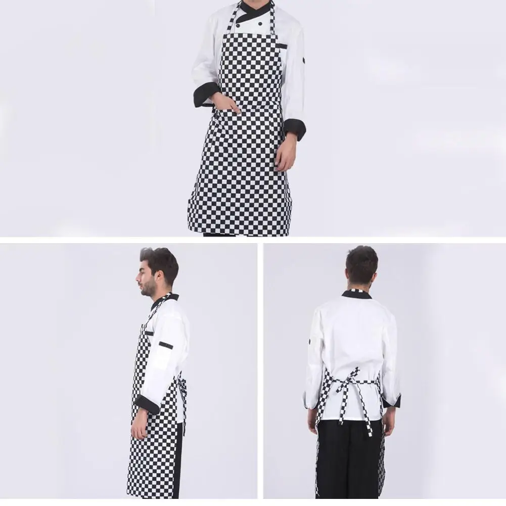 

1pcs Kitchen Aprons Polyester Adjustable Adult Chili Apron Hotel Restaurant Chef Waiter Kitchen Cooking Apron With 2 Pockets