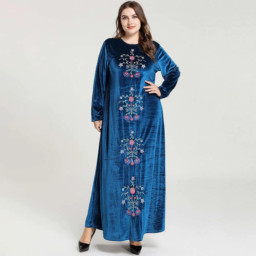 Зимние платья бархатные Дубай абайя кимоно мусульманское длинное платье кафтан s